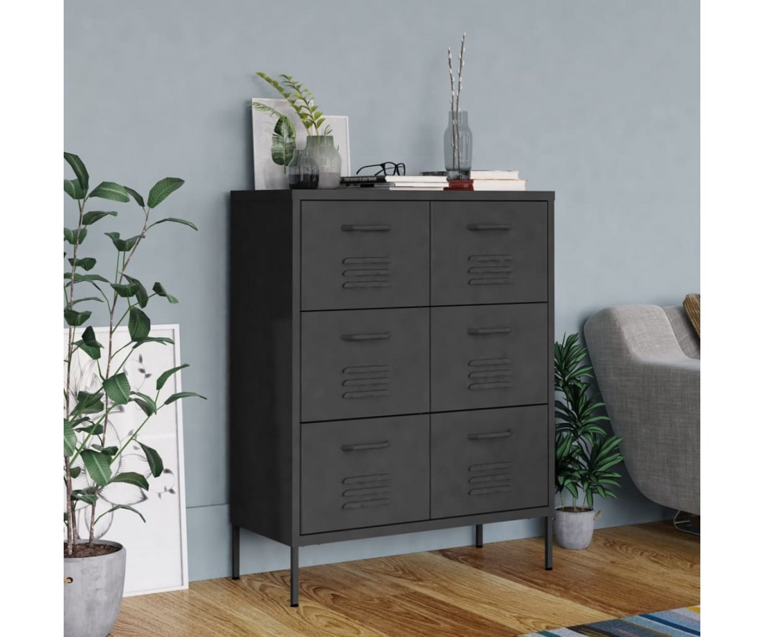 Spintelė su stalčiais, antracito, 80x35x101,5cm, plienas - Biuro spintos, spintelės - 1 Spintelė su stalčiais, antracito, 80x35x101,5cm, plienas - Biuro spintos, spintelės - 1