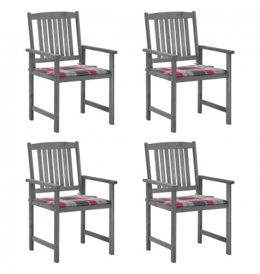  Sodo kėdės su pagalvėlėmis, 4vnt., pilkos, akacijos masyvas - Lauko kėdės - 1
