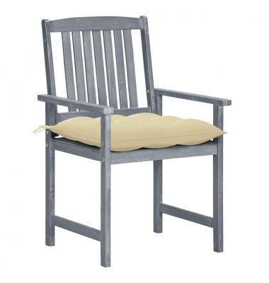  Sodo kėdės su pagalvėlėmis, 4vnt., pilkos, akacijos masyvas - Lauko kėdės - 2