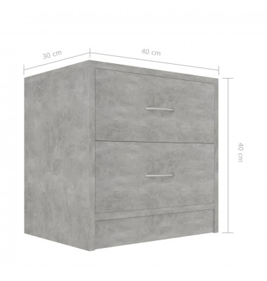  Naktinės spintelės, 2vnt., betono pilkos, 40x30x40cm, MDP - Naktinės spintelės - 7