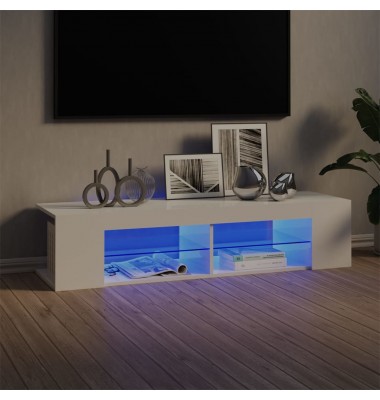  Televizoriaus spintelė su LED, balta, 135x39x30cm, blizgi - TV spintelės - 1