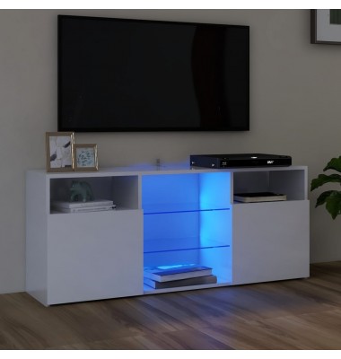  TV spintelė su LED apšvietimu, balta, 120x30x50cm, blizgi - TV spintelės - 1