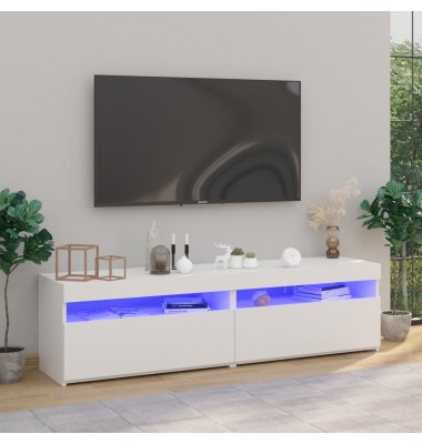  Televizoriaus spintelės su LED, 2vnt., baltos, 75x35x40cm - TV spintelės - 1