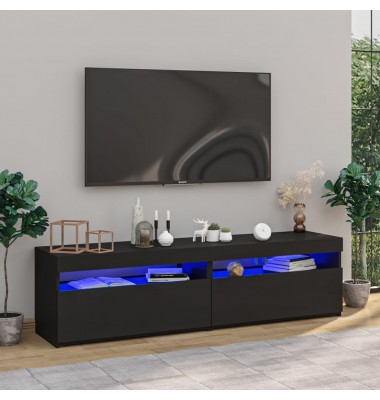  Televizoriaus spintelės su LED, 2vnt., juodos, 75x35x40cm - TV spintelės - 1