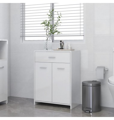 Vonios kambario spintelė, balta, 60x33x80cm, MDP, ypač blizgi - Vonios spintelės, veidrodžiai - 1