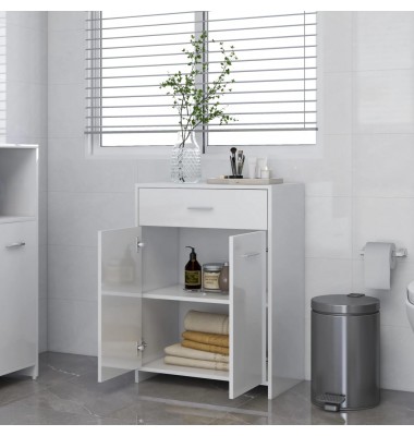Vonios kambario spintelė, balta, 60x33x80cm, MDP, ypač blizgi - Vonios spintelės, veidrodžiai - 3