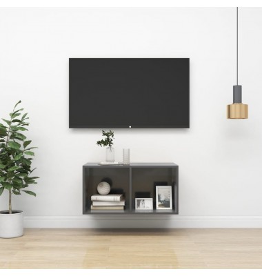  Sieninė TV spintelė, blizgi pilka, 37x37x72 cm, MDP  - TV spintelės - 1