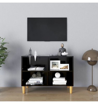 TV spintelė su medinėmis kojelėmis, juoda, 69,5x30x50cm - TV spintelės - 1