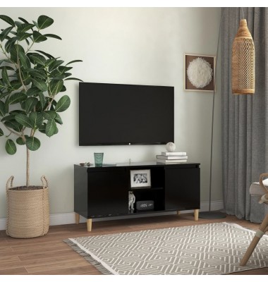  TV spintelė su medinėmis kojelėmis, juoda, 103,5x35x50cm - TV spintelės - 1