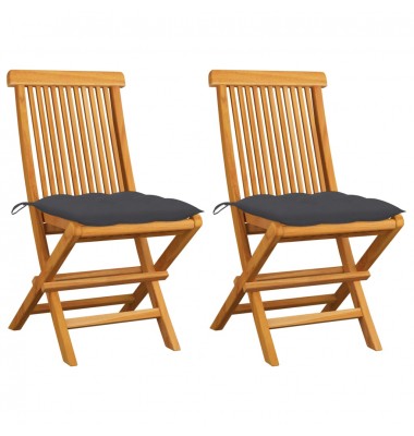  Sodo kėdės su antracito pagalvėlėmis, 2vnt., tikmedžio masyvas - Lauko kėdės - 1