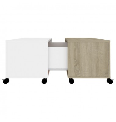  Kavos staliukas, baltos ir ąžuolo spalvos, 75x75x38cm, MDP - Kavos staliukai - 5