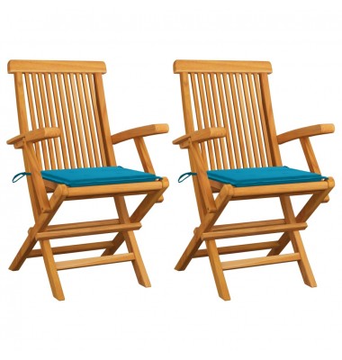  Sodo kėdės su pagalvėlėmis, 2vnt., tikmedžio medienos masyvas - Lauko kėdės - 1