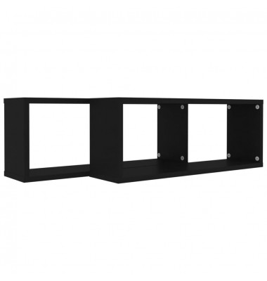  Sieninės lentynos, 2vnt., juodos, 60x15x23cm, MDP, kubo formos - Pakabinamos lentynos, spintelės - 7