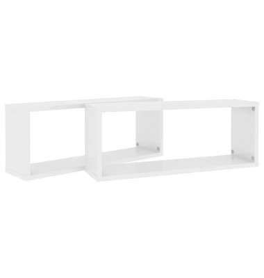  Sieninės lentynos, 2vnt., baltos, 60x15x23cm, MDP, kubo formos - Pakabinamos lentynos, spintelės - 8