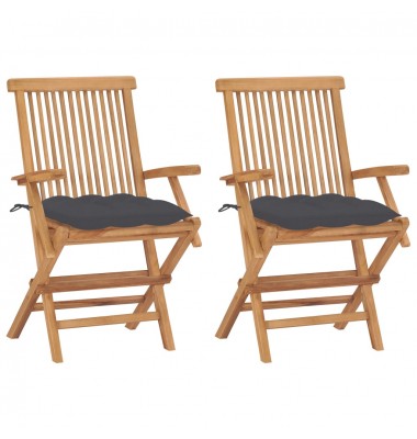  Sodo kėdės su antracito pagalvėlėmis, 2vnt., tikmedžio masyvas - Lauko kėdės - 1