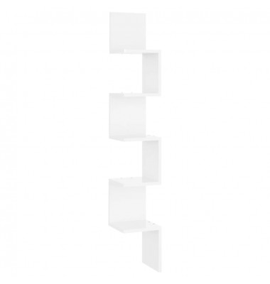  Sieninė kampinė lentyna, balta, 20x20x127,5cm, MDP, ypač blizgi - Pakabinamos lentynos, spintelės - 2