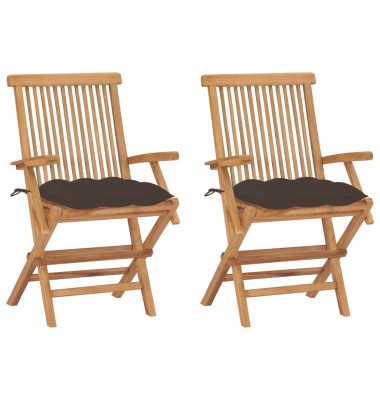  Sodo kėdės su taupe spalvos pagalvėlėmis, 2vnt., tikmedis - Lauko kėdės - 1