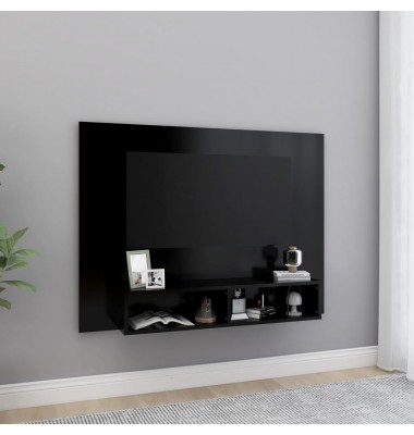  Sieninė televizoriaus spintelė, juoda, 120x23,5x90cm, MDP  - TV spintelės - 1