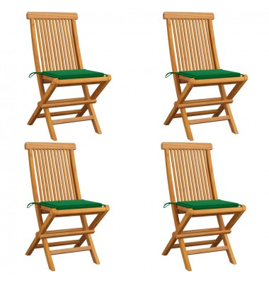  Sodo kėdės su pagalvėlėmis, 4vnt., tikmedžio medienos masyvas - Lauko kėdės - 1