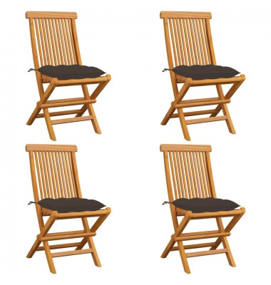  Sodo kėdės su taupe spalvos pagalvėlėmis, 4vnt., tikmedis - Lauko kėdės - 1