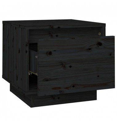  Naktinė spintelė, juoda, 35x34x32cm, pušies medienos masyvas - Naktinės spintelės - 5