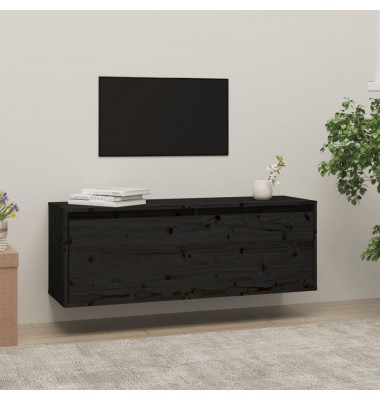  Sieninė spintelė, juoda, 100x30x35cm, pušies medienos masyvas - Pakabinamos lentynos, spintelės - 1