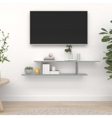  Sieninė TV lentyna, pilka ąžuolo, 125x18x23cm, apdirbta mediena - Pakabinamos lentynos, spintelės - 1