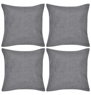 4 Antracito Spalvos Pagalvių Užvalkalai, Lino Imitacija, 40 x 40 cm - Dekoratyvinės pagalvėlės - 1