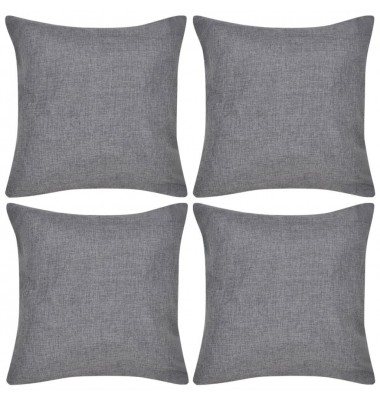 4 Antracito Spalvos Pagalvėlių Užvalkalai, Lino Imitacija, 50 x 50 cm - Dekoratyvinės pagalvėlės - 1