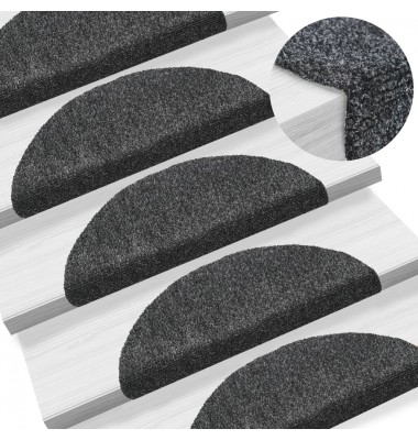  Lipnūs laiptų kilimėliai, 15 vnt., 56x17x3 cm, t. pilki - Laiptų kilimėliai - 1