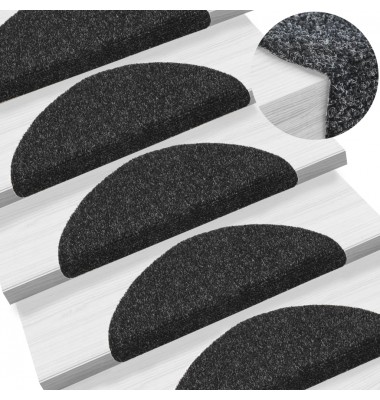  Lipnūs laiptų kilimėliai, 15 vnt., 56x17x3 cm, juodi - Laiptų kilimėliai - 1