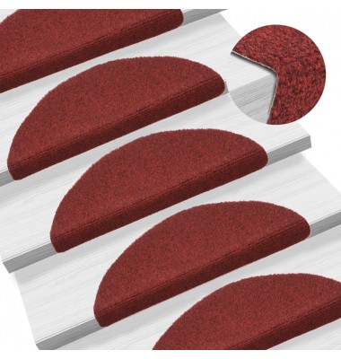  Lipnūs laiptų kilimėliai, 15 vnt., 56x17x3 cm, raudoni - Laiptų kilimėliai - 1