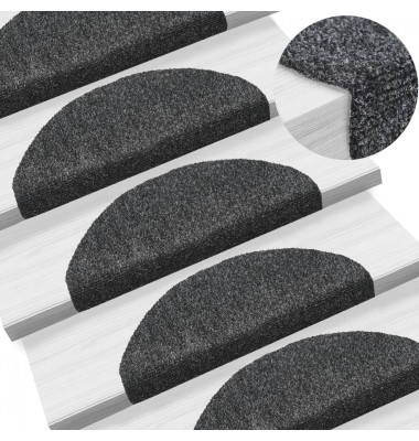  Lipnūs laiptų kilimėliai, 15 vnt., 65x21x4cm, t. pilkos spalvos - Laiptų kilimėliai - 1
