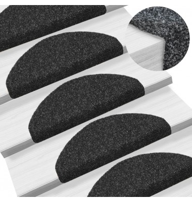  Lipnūs laiptų kilimėliai, 15 vnt., 65x21x4 cm, juodos spalvos - Laiptų kilimėliai - 1