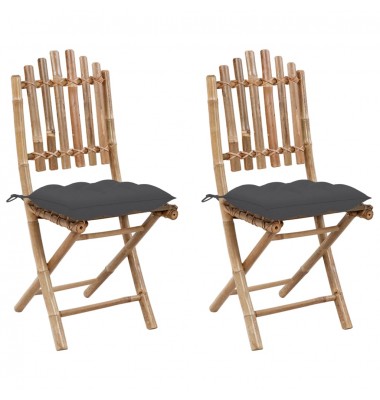  Sulankstomos sodo kėdės su pagalvėlėmis, 2vnt., bambukas - Lauko kėdės - 1
