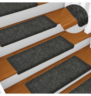 Laiptų kilimėliai, 15vnt., pilkos spalvos, 65x25cm - Laiptų kilimėliai - 1