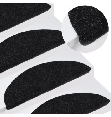  Lipnūs laiptų kilimėliai, 15vnt., juodos spalvos, 65x26cm - Laiptų kilimėliai - 1