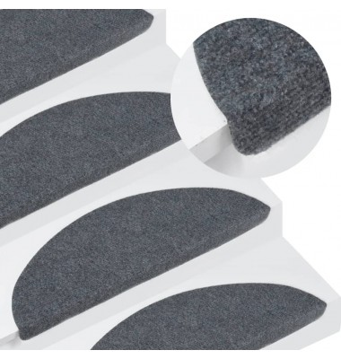  Lipnūs laiptų kilimėliai, 15vnt., pilkos spalvos, 65x26cm - Laiptų kilimėliai - 1