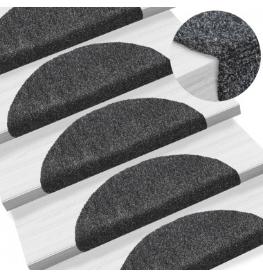  Lipnūs laiptų kilimėliai, 10vnt., tamsiai pilki, 56x17x3cm - Laiptų kilimėliai - 1
