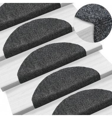  Lipnūs laiptų kilimėliai, 5vnt., tamsiai pilki, 65x21x4cm - Laiptų kilimėliai - 1