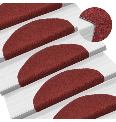  Lipnūs laiptų kilimėliai, 5vnt., raudonos spalvos, 65x21x4cm - Laiptų kilimėliai - 1