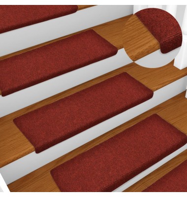  Laiptų kilimėliai, 5vnt., tamsiai raudoni, 65x25cm - Laiptų kilimėliai - 1