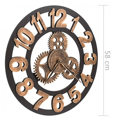  Sieninis laikrodis, auksinės ir juodos spalvos, 58 cm, metalas - Laikrodžiai - 7