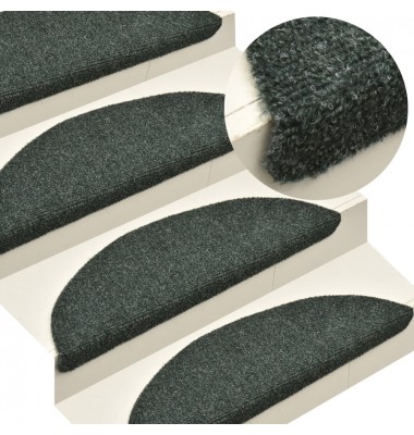  Lipnūs laiptų kilimėliai, 15vnt., žalios spalvos, 65x21x4cm - Laiptų kilimėliai - 1