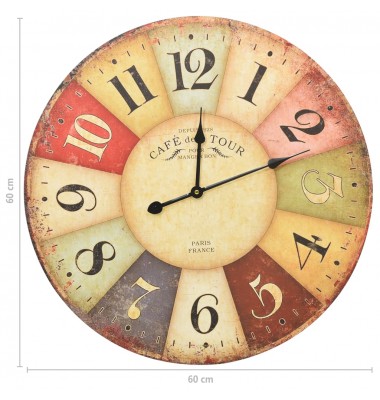  Sieninis laikrodis, 60 cm, spalvotas, vintažinio dizaino - Laikrodžiai - 5
