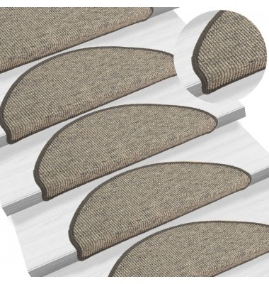  Lipnūs laiptų kilimėliai, 15vnt., pilki ir smėlio, 65x25cm - Laiptų kilimėliai - 1