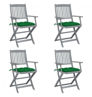  Sulankstomos lauko kėdės su pagalvėmis, 4vnt., akacijos masyvas - Lauko kėdės - 1