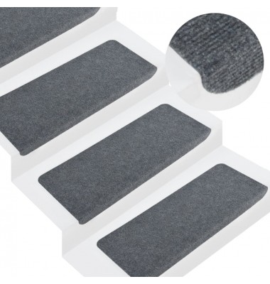  Lipnūs laiptų kilimėliai, 15vnt., pilkos spalvos, 65x28cm - Laiptų kilimėliai - 1