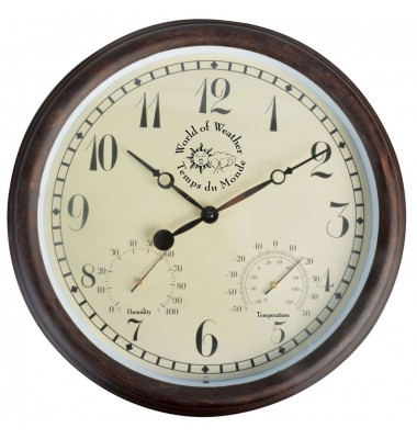 Esschert Design Stoties laikrodis su termo-higrometru, 30,5cm, TF008 - Laikrodžiai - 1