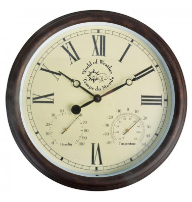Esschert Design Stoties laikrodis su termo-higrometru, 30,5cm, TF009 - Laikrodžiai - 1